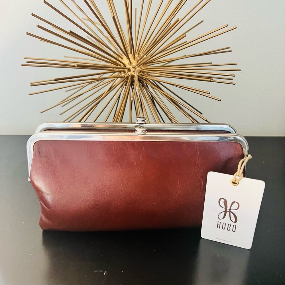 Hobo Lauren Double-Snap Leather Wallet Clutch, Chocolate Brown, NWOT- ***NO TAG!